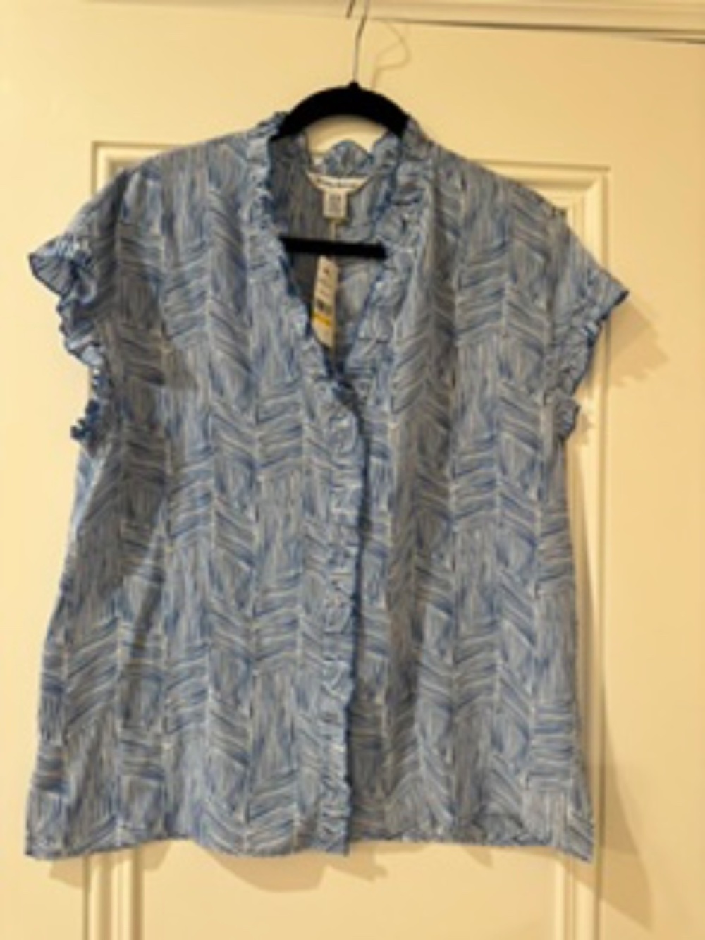 NWT! Tommy Bahama Harbor Island Silk Ruffle Top Turkish Sea Blue, Med, $150